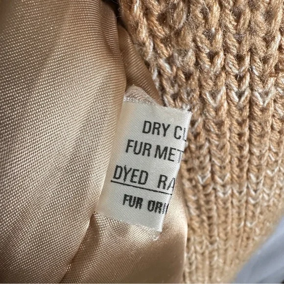 1980s Vintage Niki Rabbit Fur Knit Jacket Scarf Pom Pom Small - Picture 7 of 12